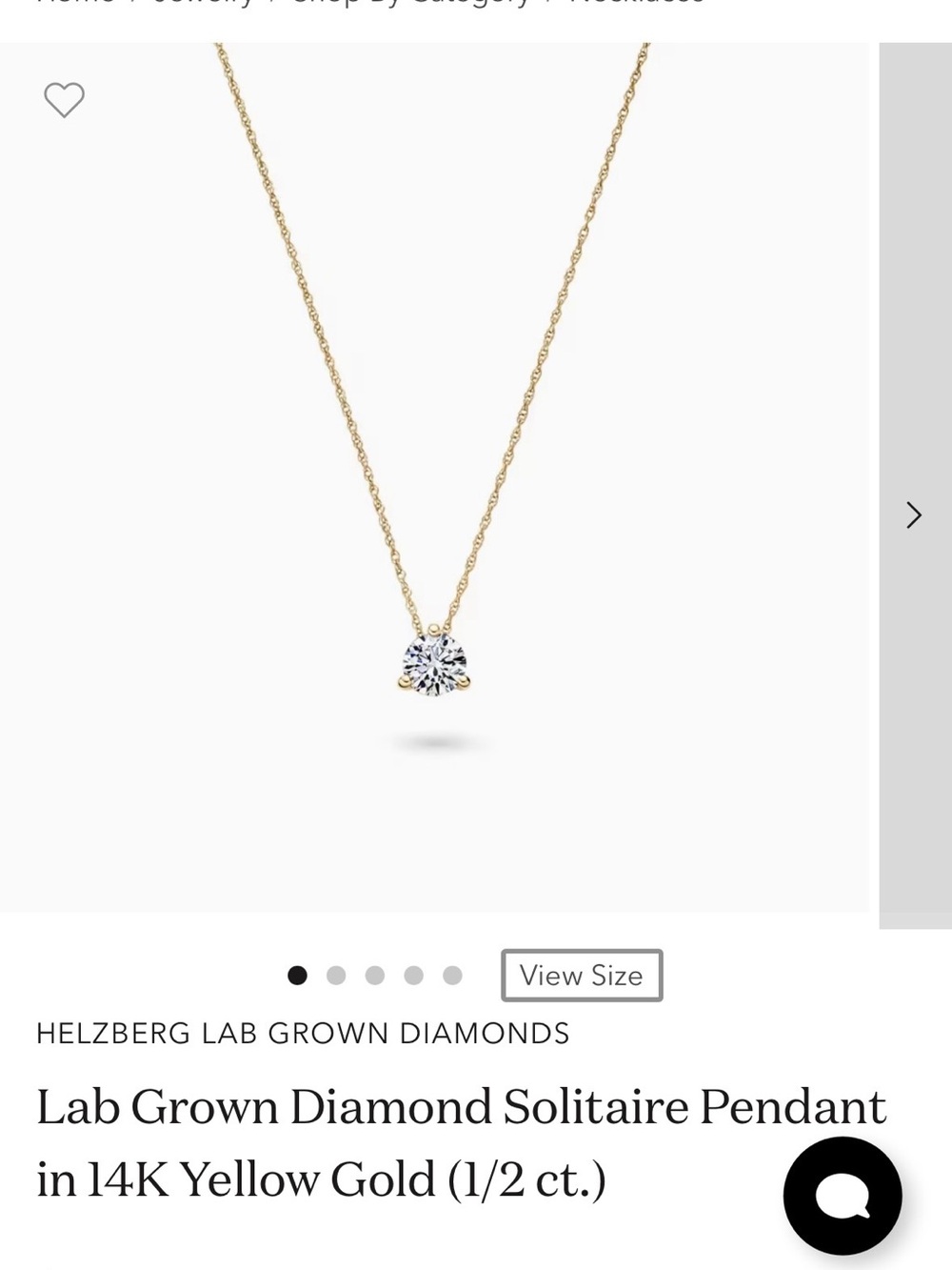 Helzberg Diamonds 14K Yellow Gold Solitaire Necklace with Clear Diamond